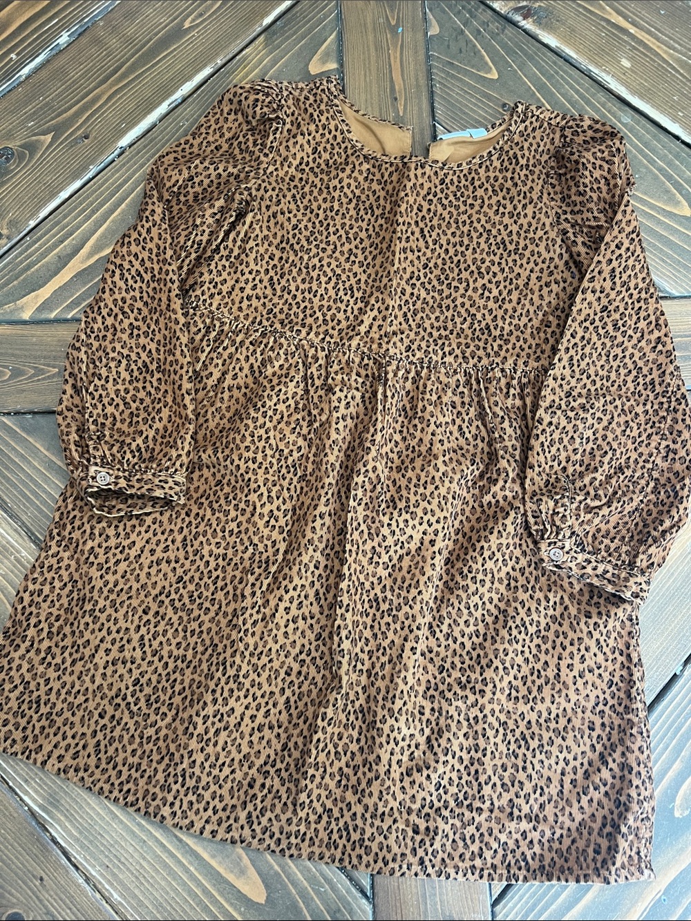 GAP Brown Leopard Print Long Sleeve Tunic Dress